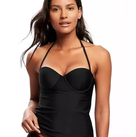 OLD NAVY BLACK Underwire Tankini Swimsuit Top XL - Picture 1 of 7